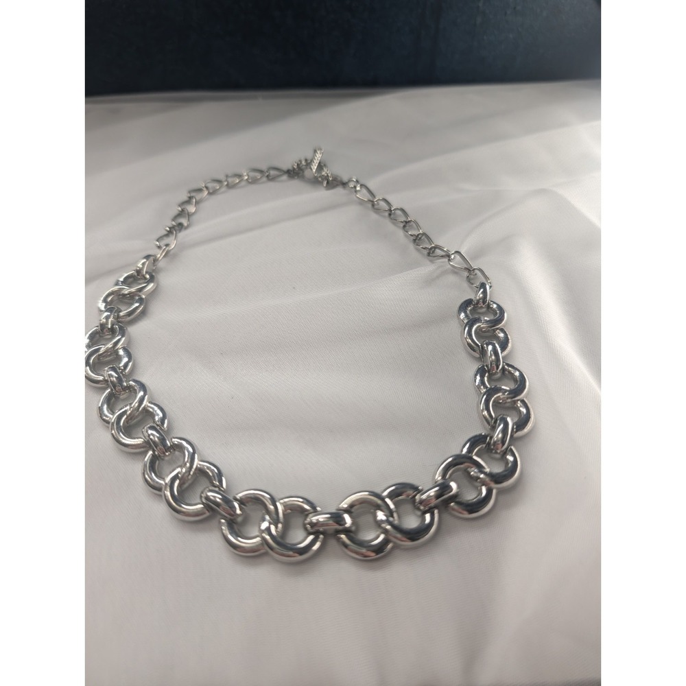 Chunky Silver-Tone Chain Link Necklace Talbot Vintage 18-19"